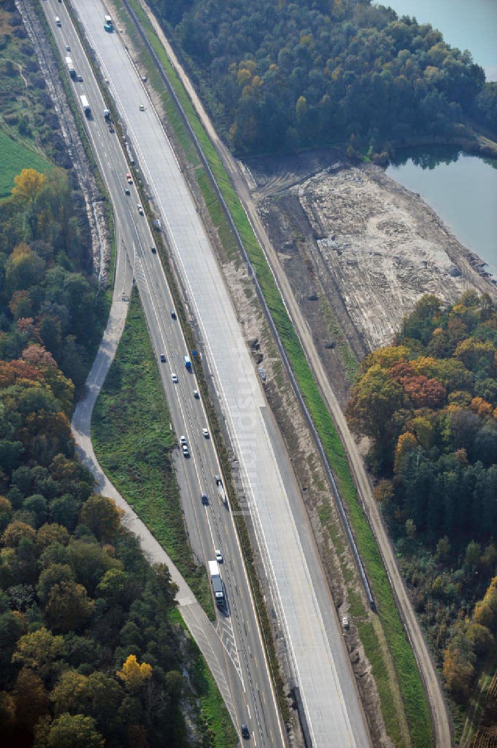 Luftaufnahme Butschbach-Hesselbach - Baustelle Ausbau Autobahn A 5