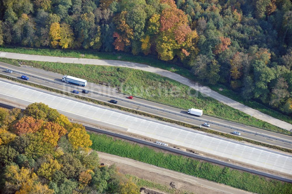 Butschbach-Hesselbach von oben - Baustelle Ausbau Autobahn A 5