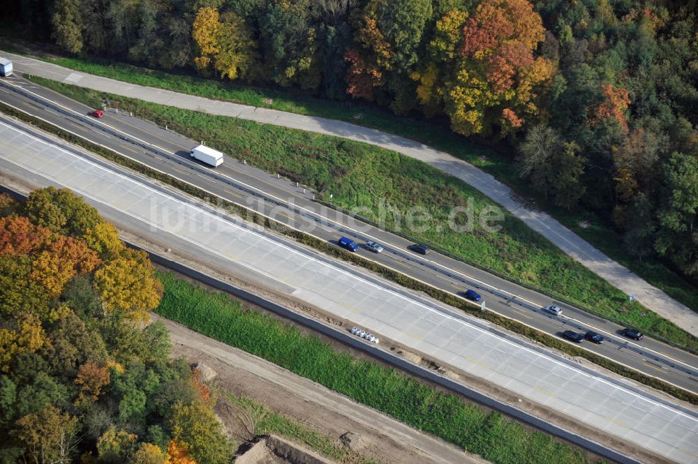 Butschbach-Hesselbach aus der Vogelperspektive: Baustelle Ausbau Autobahn A 5