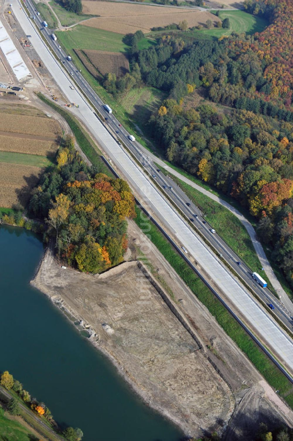 Luftbild Butschbach-Hesselbach - Baustelle Ausbau Autobahn A 5