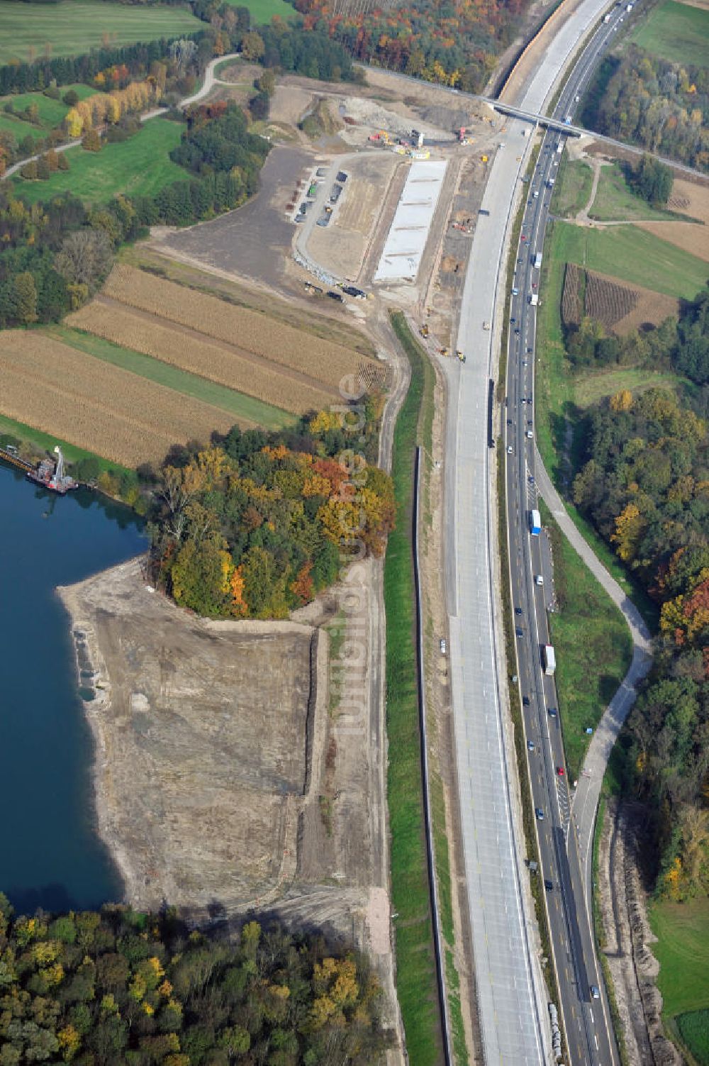 Butschbach-Hesselbach aus der Vogelperspektive: Baustelle Ausbau Autobahn A 5