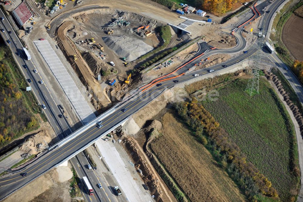 Luftbild Bühl-Oberbruch - Baustelle Ausbau Autobahn A 5