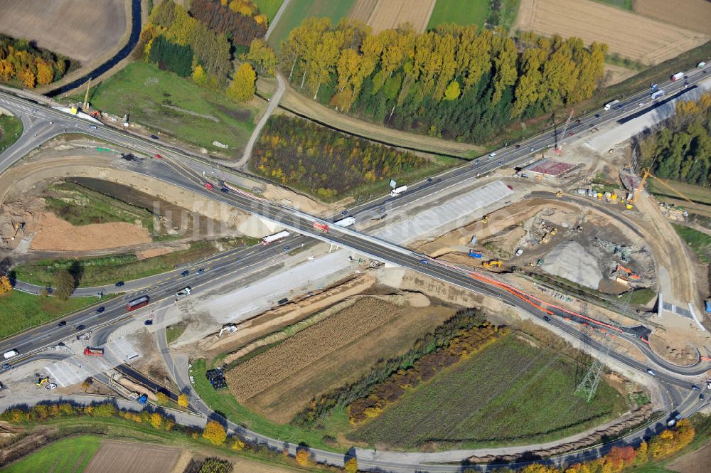 Luftaufnahme Bühl-Oberbruch - Baustelle Ausbau Autobahn A 5