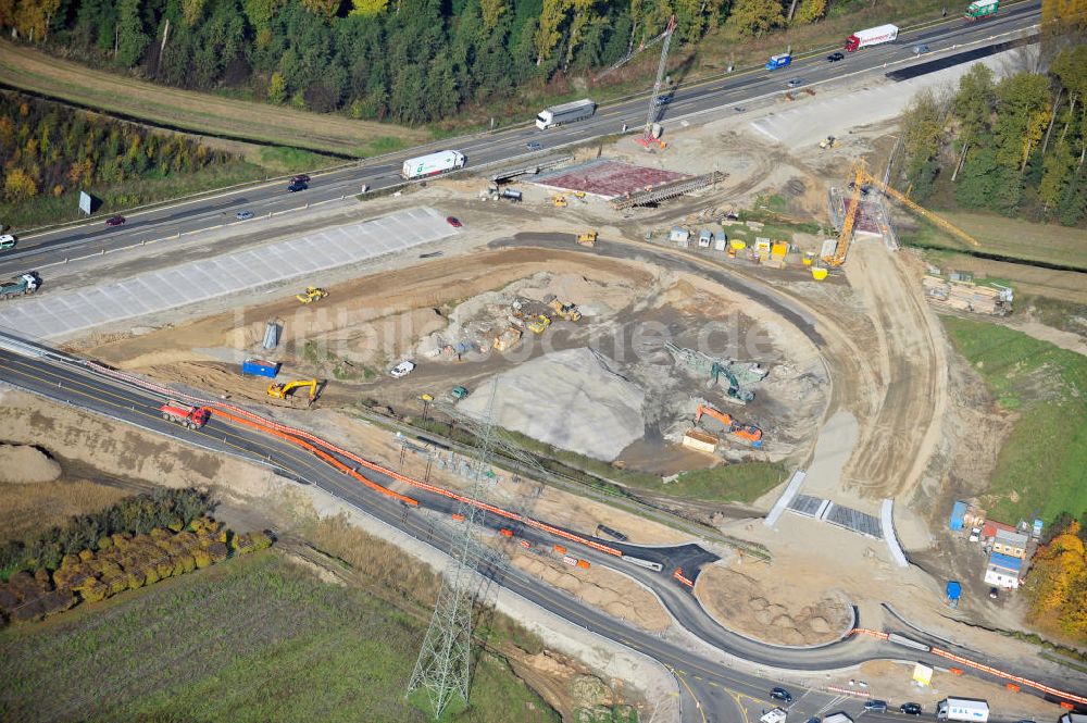 Bühl-Oberbruch aus der Vogelperspektive: Baustelle Ausbau Autobahn A 5