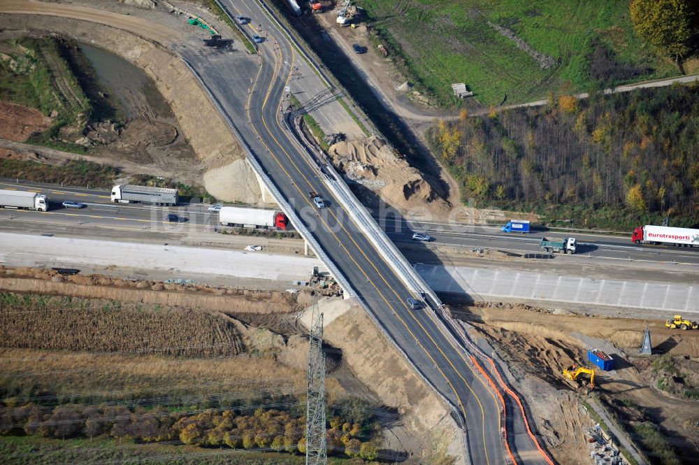 Luftbild Bühl-Oberbruch - Baustelle Ausbau Autobahn A 5