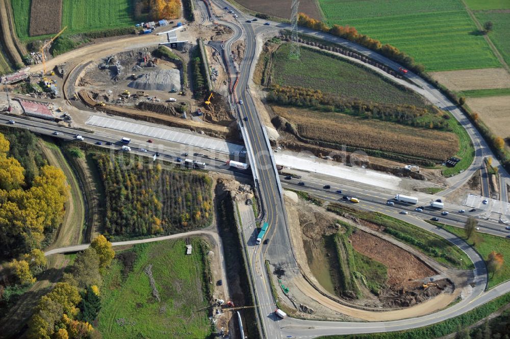 Bühl-Oberbruch von oben - Baustelle Ausbau Autobahn A 5