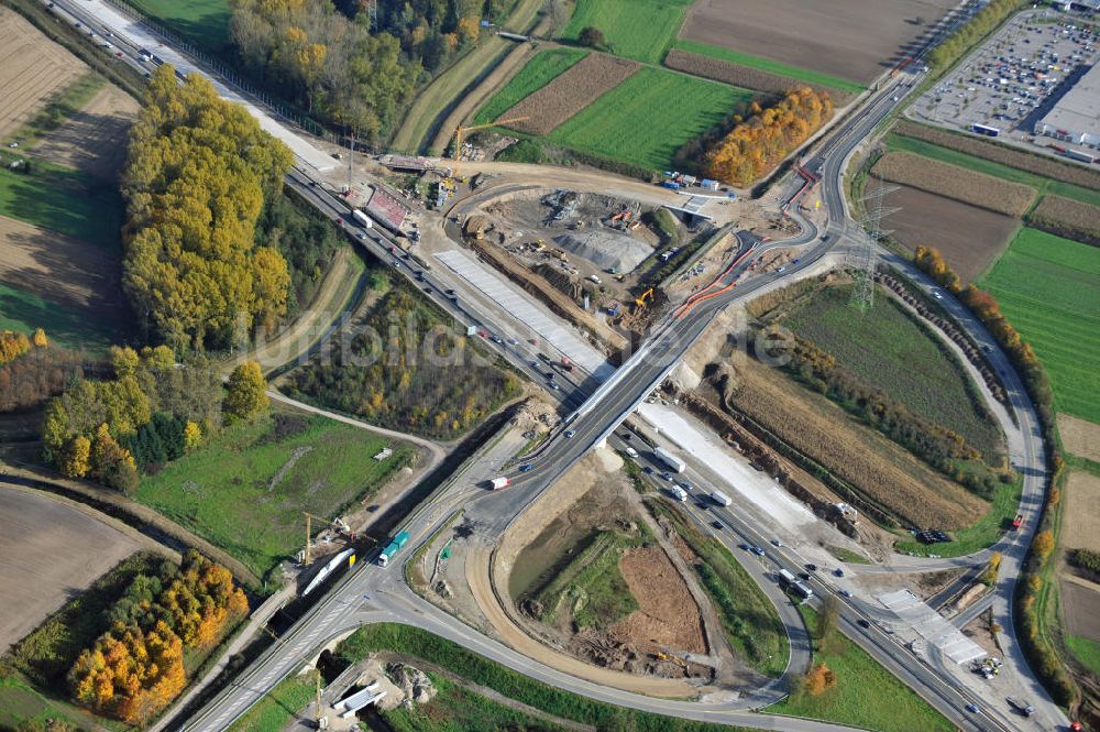 Bühl-Oberbruch aus der Vogelperspektive: Baustelle Ausbau Autobahn A 5