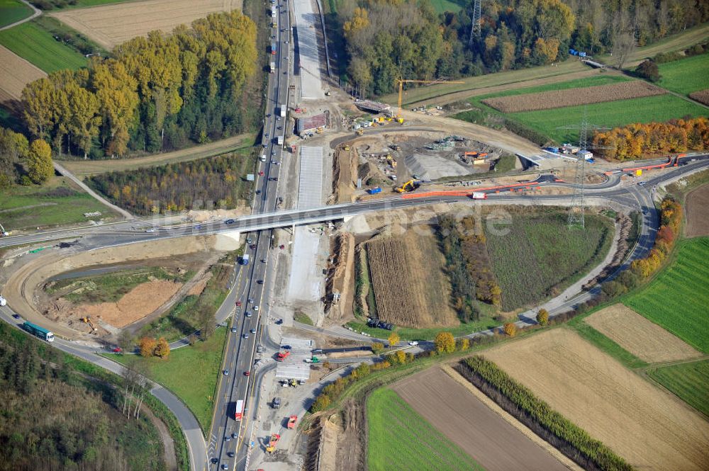 Luftbild Bühl-Oberbruch - Baustelle Ausbau Autobahn A 5