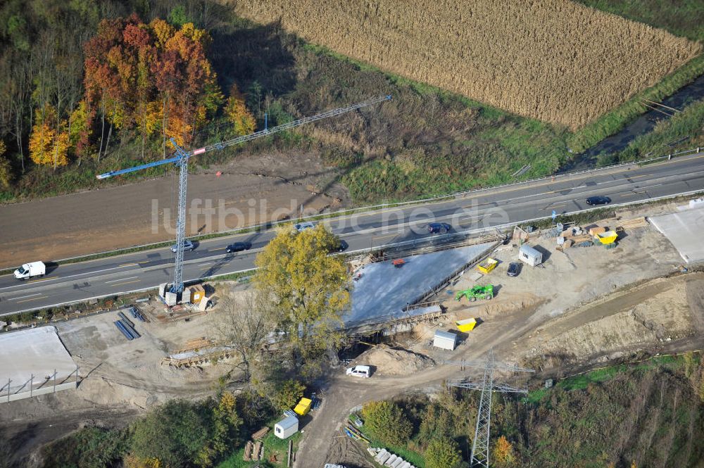 Luftaufnahme Bühl-Oberbruch - Baustelle Ausbau Autobahn A 5