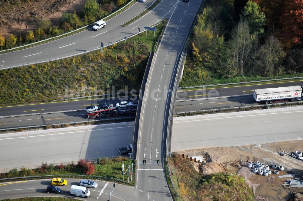 Luftaufnahme Offenburg - Baustelle Ausbau Autobahn A 5