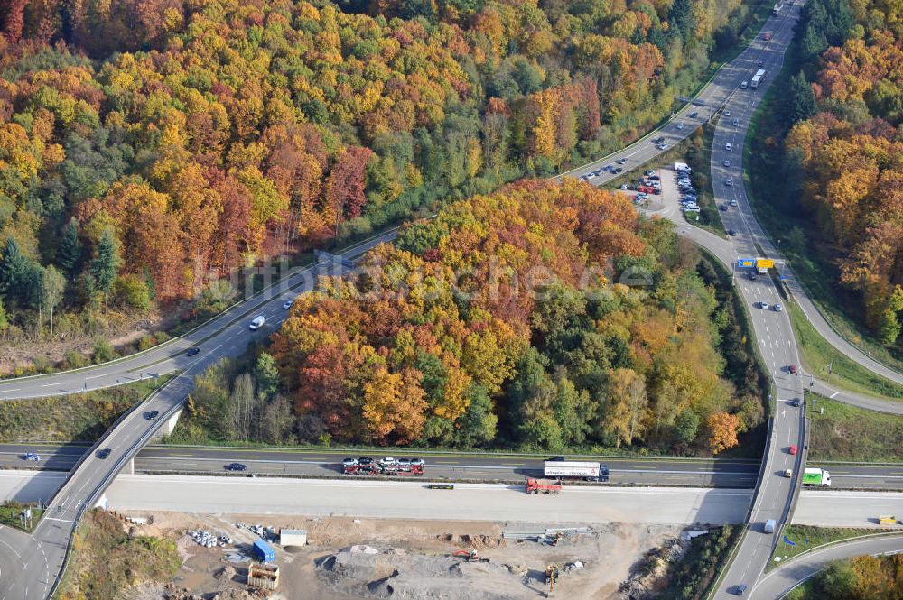 Offenburg aus der Vogelperspektive: Baustelle Ausbau Autobahn A 5