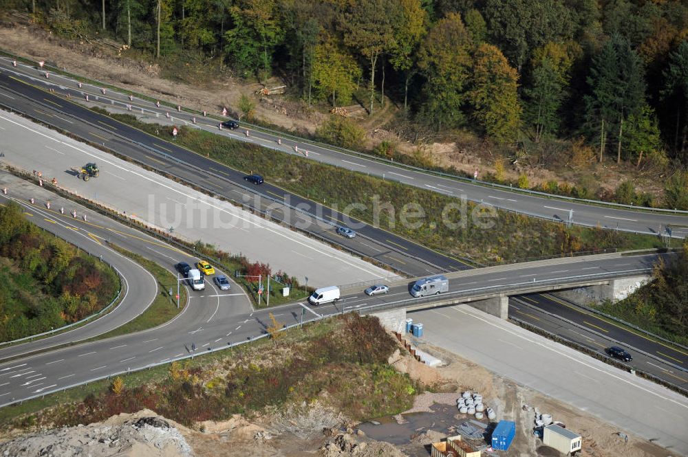 Offenburg von oben - Baustelle Ausbau Autobahn A 5