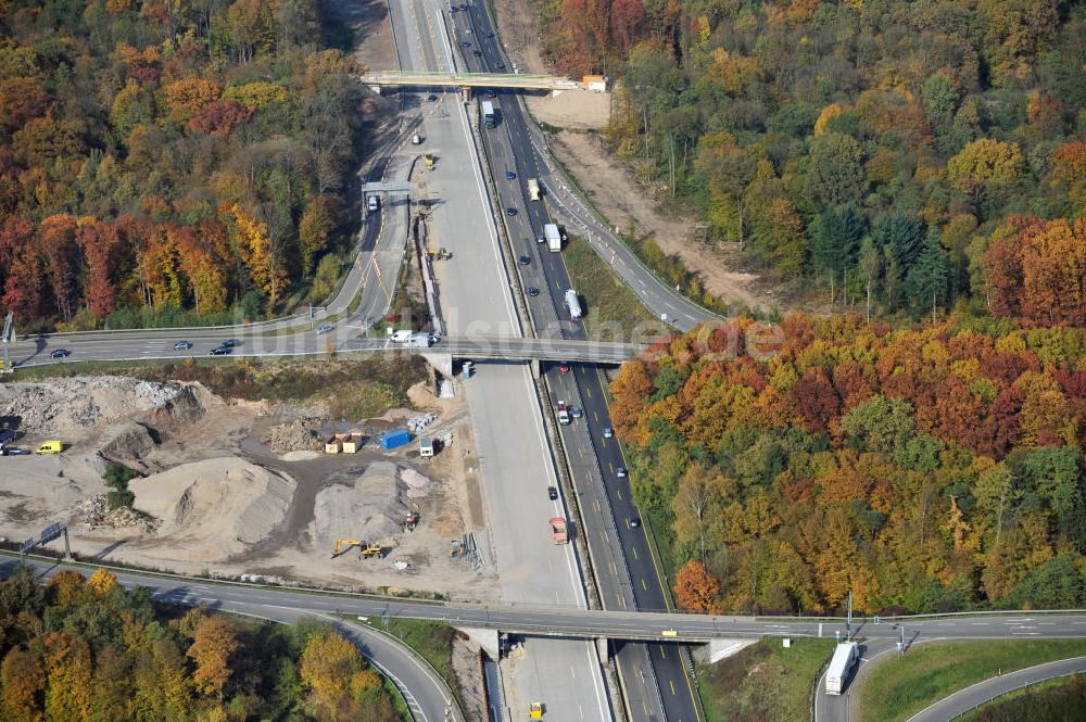 Offenburg von oben - Baustelle Ausbau Autobahn A 5