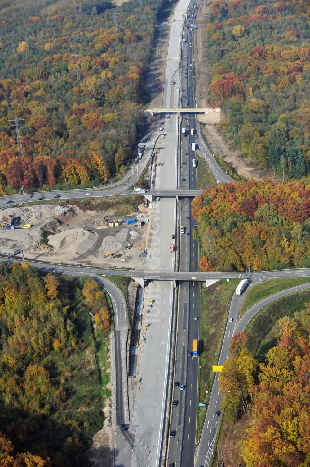 Luftbild Offenburg - Baustelle Ausbau Autobahn A 5