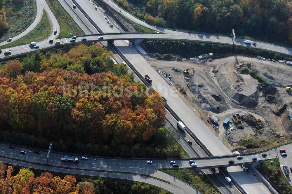 Offenburg von oben - Baustelle Ausbau Autobahn A 5