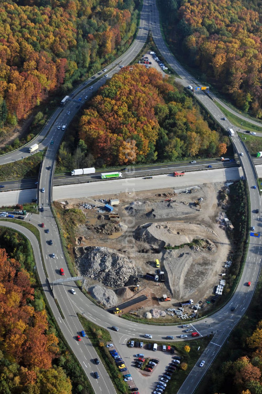 Luftaufnahme Offenburg - Baustelle Ausbau Autobahn A 5