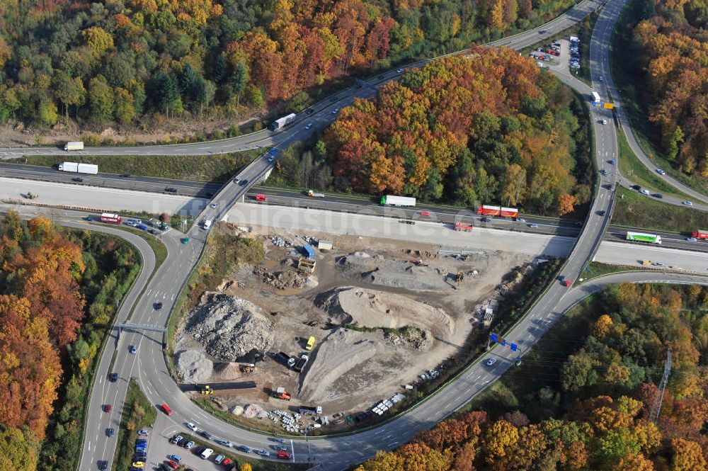 Offenburg aus der Vogelperspektive: Baustelle Ausbau Autobahn A 5