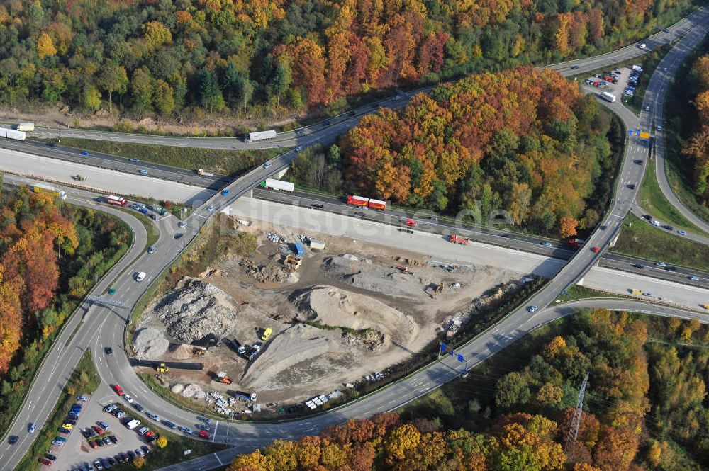 Luftbild Offenburg - Baustelle Ausbau Autobahn A 5