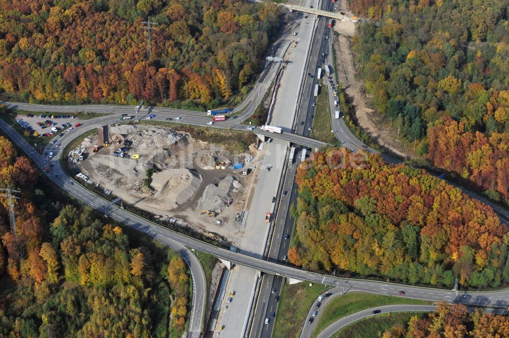 Offenburg aus der Vogelperspektive: Baustelle Ausbau Autobahn A 5