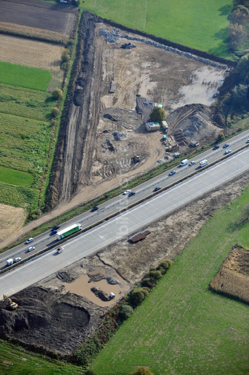 Luftbild Urloffen - Baustelle Ausbau Autobahn A 5