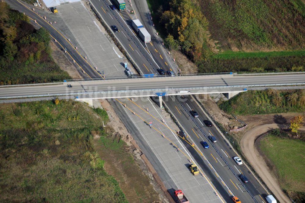 Urloffen aus der Vogelperspektive: Baustelle Ausbau Autobahn A 5