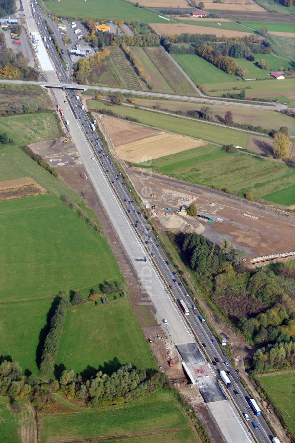 Urloffen von oben - Baustelle Ausbau Autobahn A 5