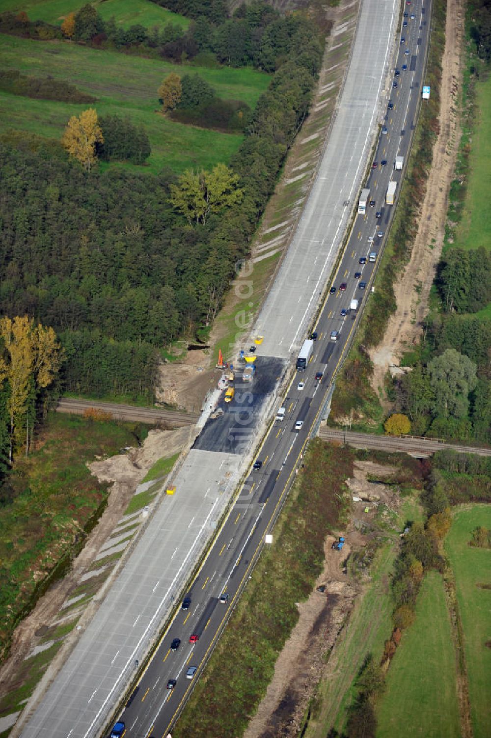 Urloffen aus der Vogelperspektive: Baustelle Ausbau Autobahn A 5