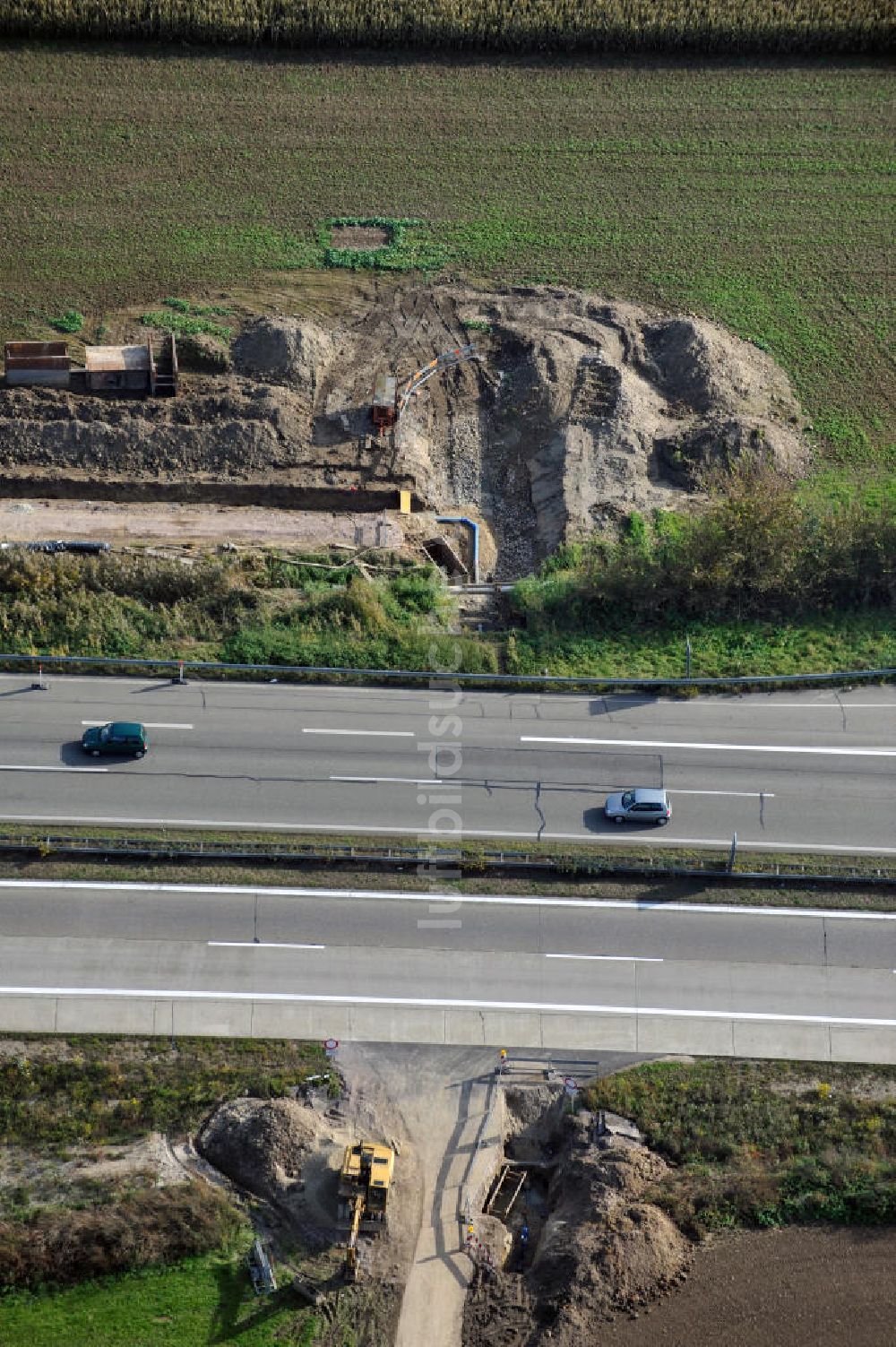 Luftbild Wagshurst - Baustelle Ausbau Autobahn A 5