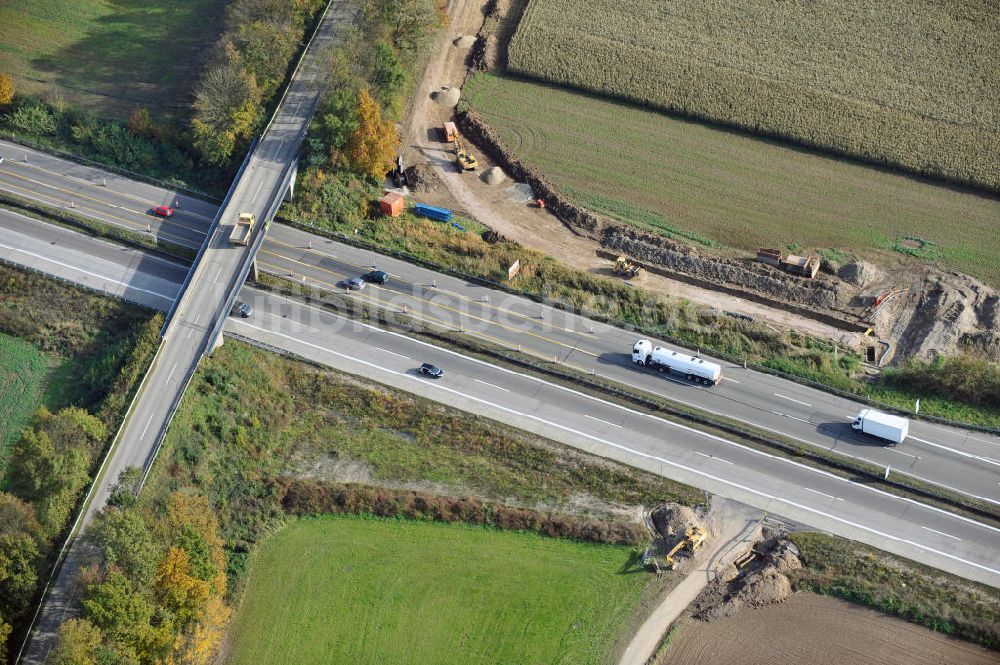 Luftaufnahme Wagshurst - Baustelle Ausbau Autobahn A 5