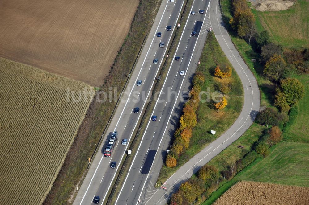 Wagshurst aus der Vogelperspektive: Baustelle Ausbau Autobahn A 5