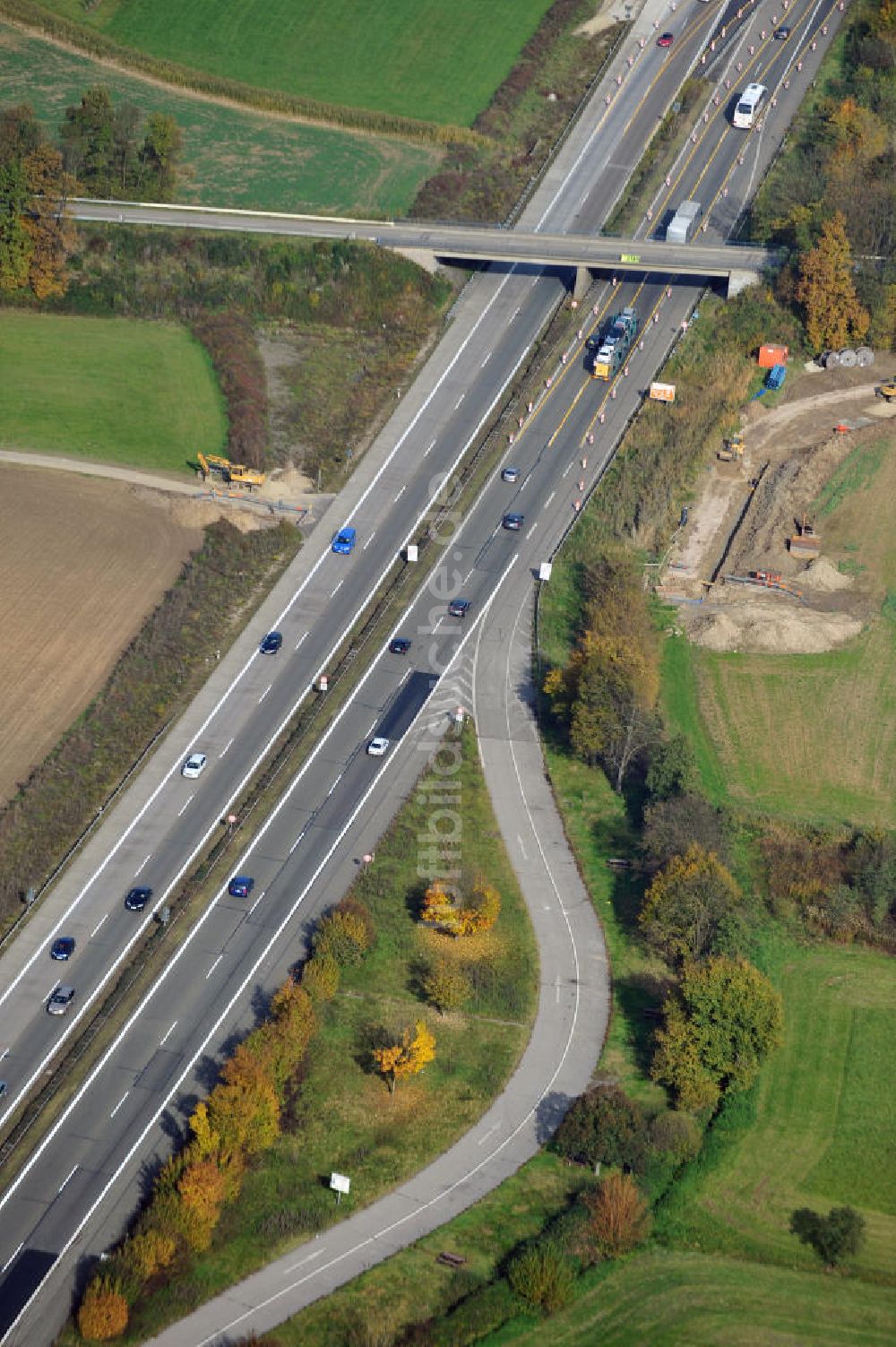 Luftbild Wagshurst - Baustelle Ausbau Autobahn A 5