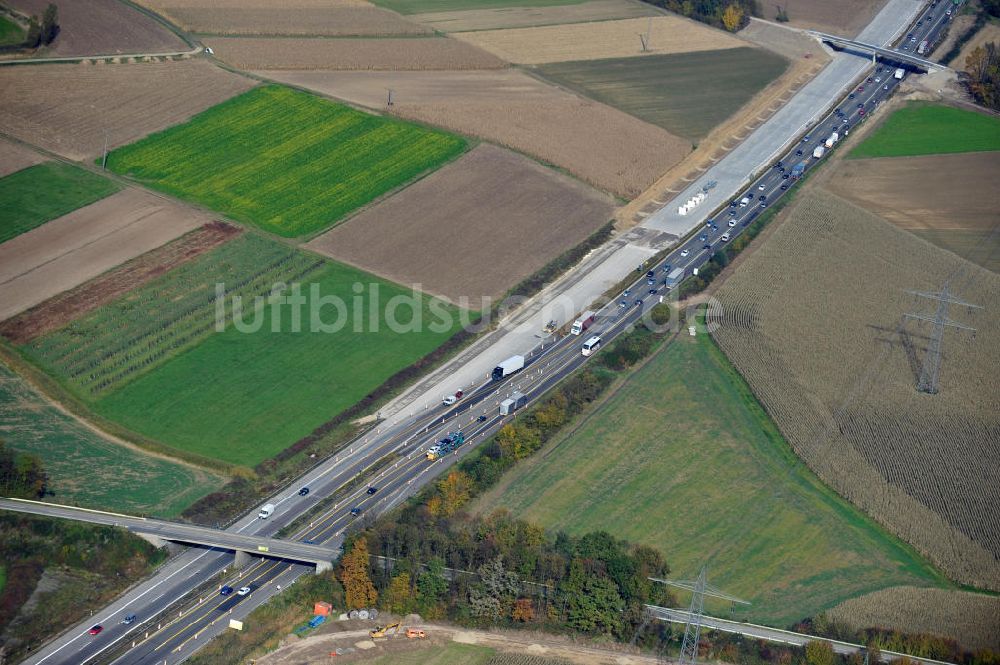 Luftaufnahme Wagshurst - Baustelle Ausbau Autobahn A 5