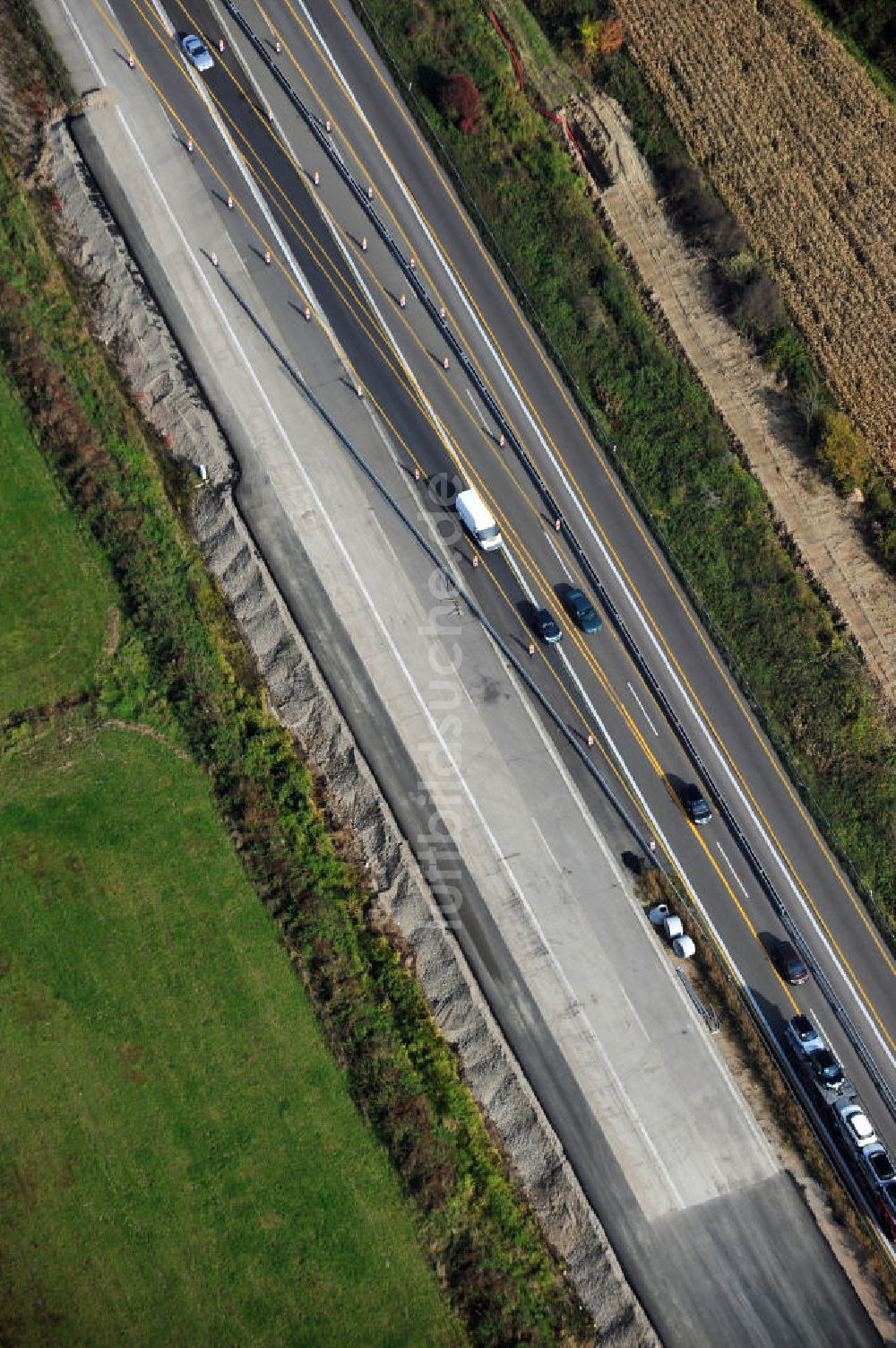 Luftbild Wagshurst - Baustelle Ausbau Autobahn A 5