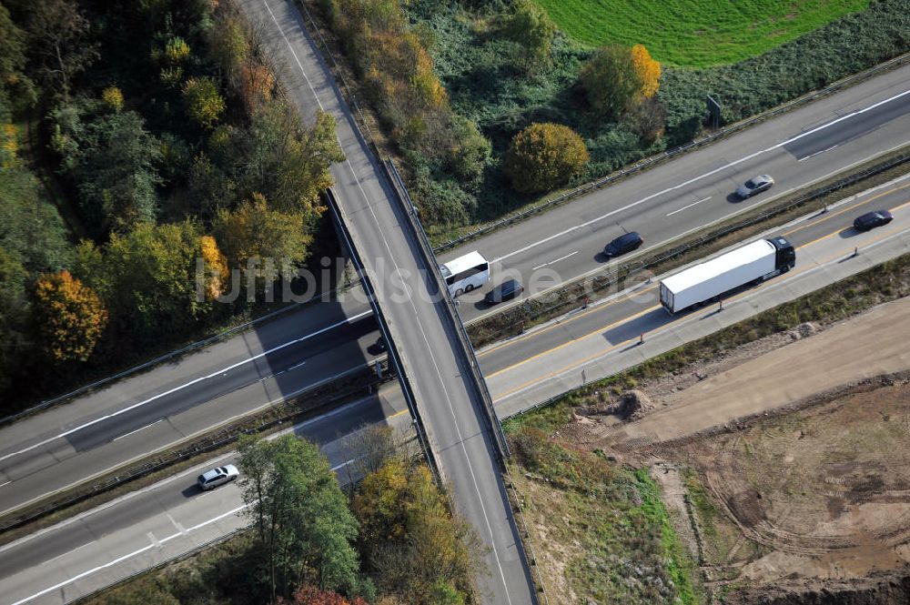 Luftaufnahme Weier - Baustelle Ausbau Autobahn A 5