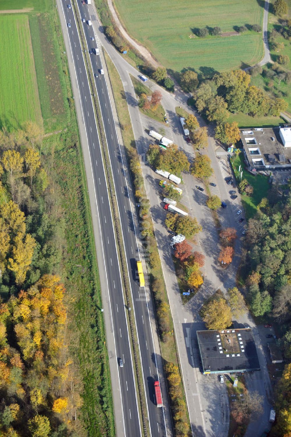 Luftbild Weitenung - Baustelle Ausbau Autobahn A 5