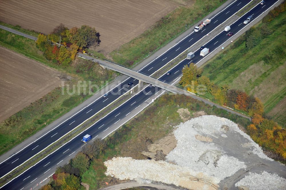 Weitenung aus der Vogelperspektive: Baustelle Ausbau Autobahn A 5