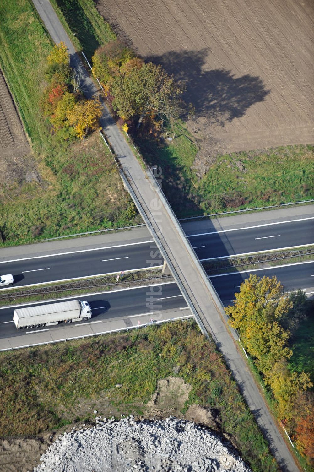 Weitenung von oben - Baustelle Ausbau Autobahn A 5