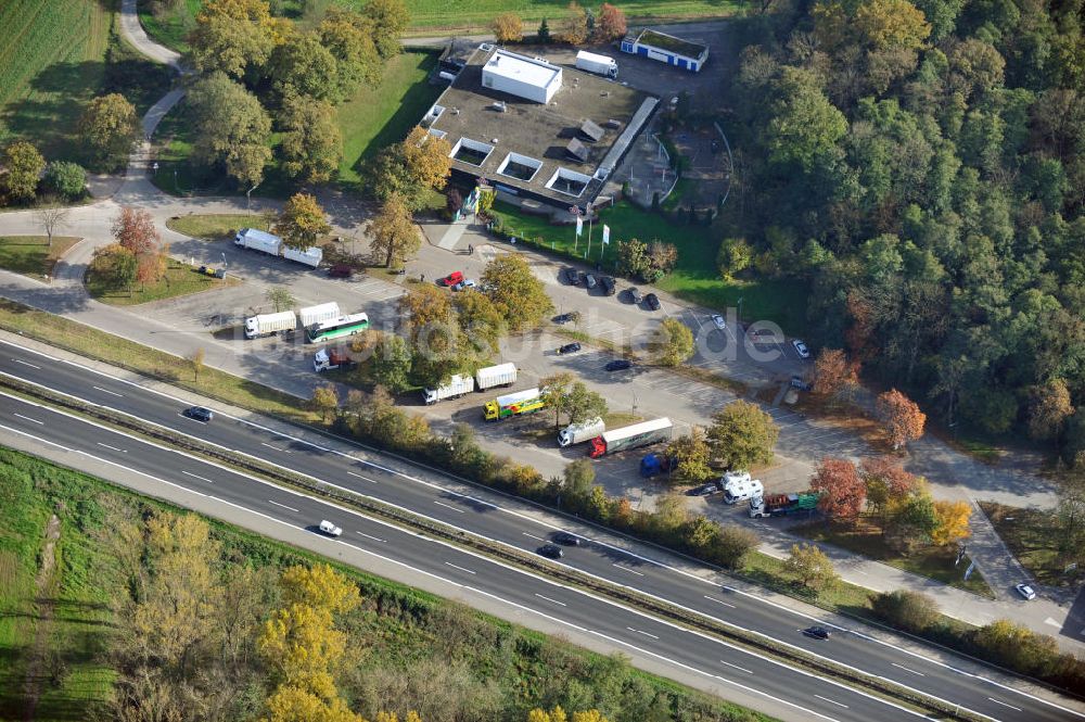 Luftbild Weitenung - Baustelle Ausbau Autobahn A 5