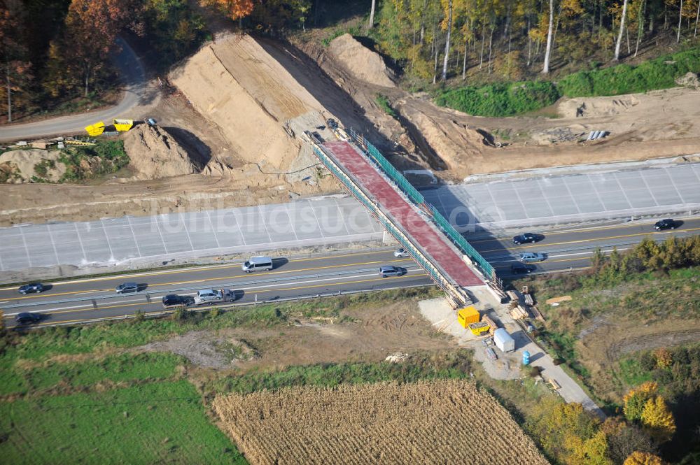 Luftbild Weitenung - Baustelle Ausbau Autobahn A 5