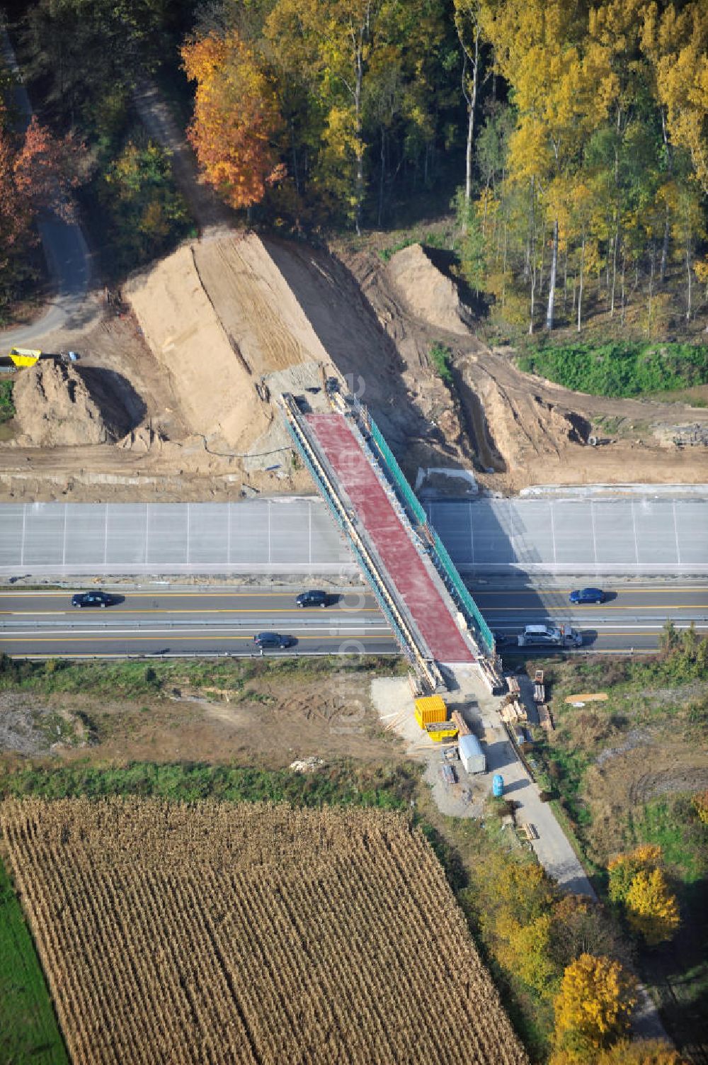 Luftaufnahme Weitenung - Baustelle Ausbau Autobahn A 5