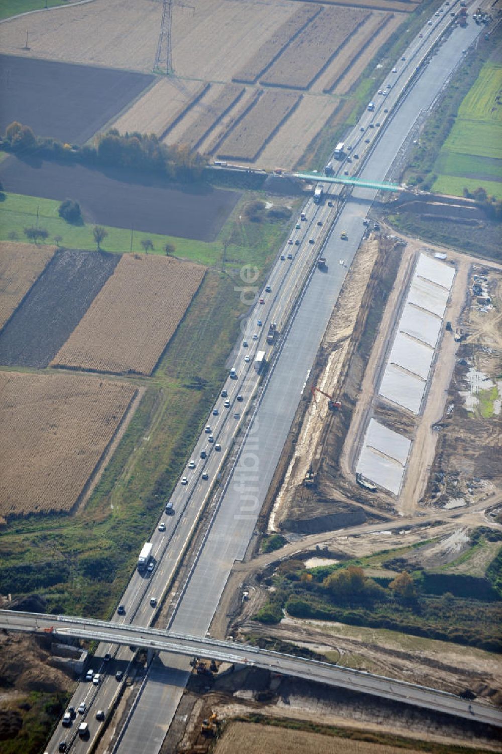 Luftbild Weitenung - Baustelle Ausbau Autobahn A 5