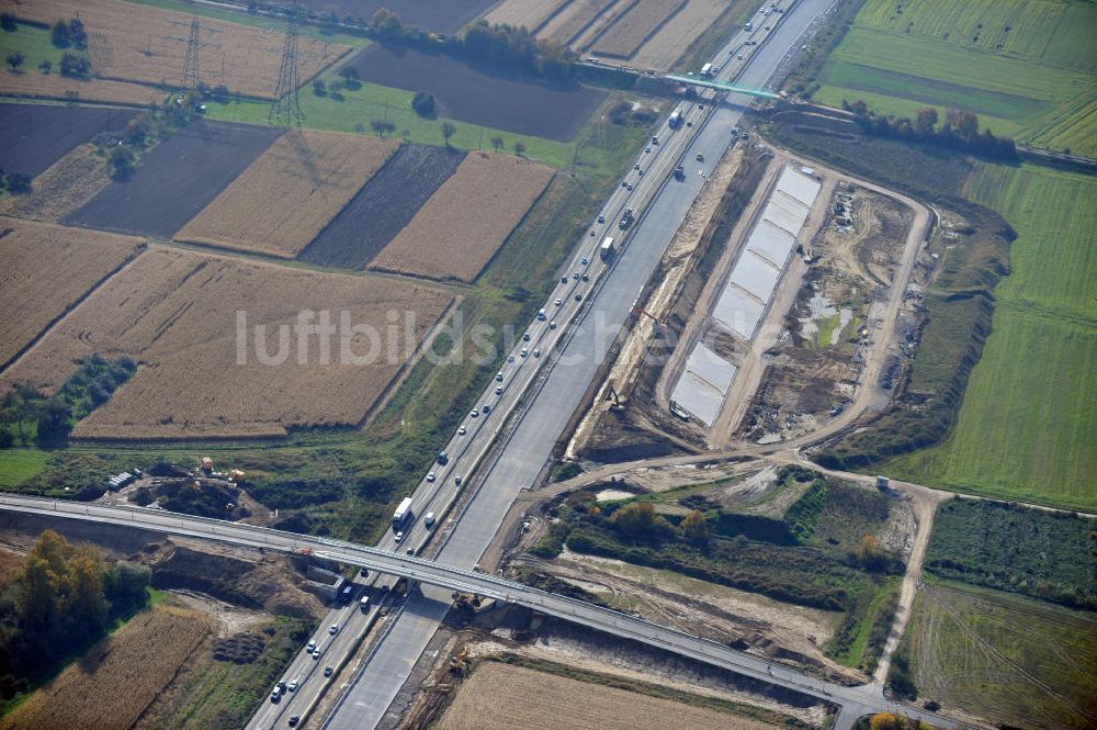 Luftaufnahme Weitenung - Baustelle Ausbau Autobahn A 5