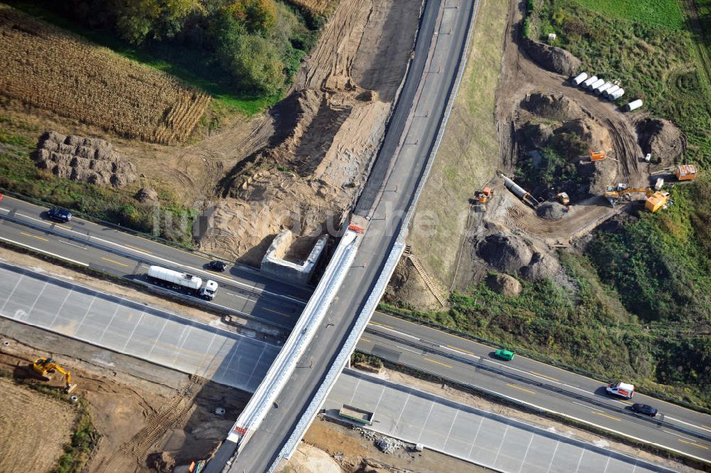 Weitenung aus der Vogelperspektive: Baustelle Ausbau Autobahn A 5