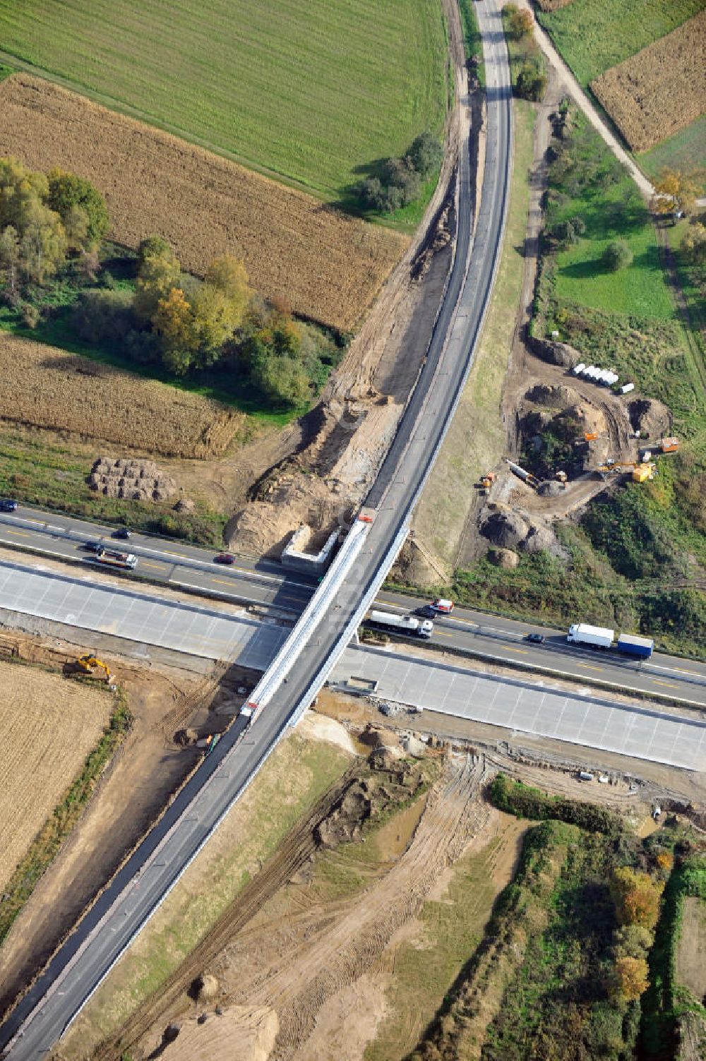 Luftbild Weitenung - Baustelle Ausbau Autobahn A 5