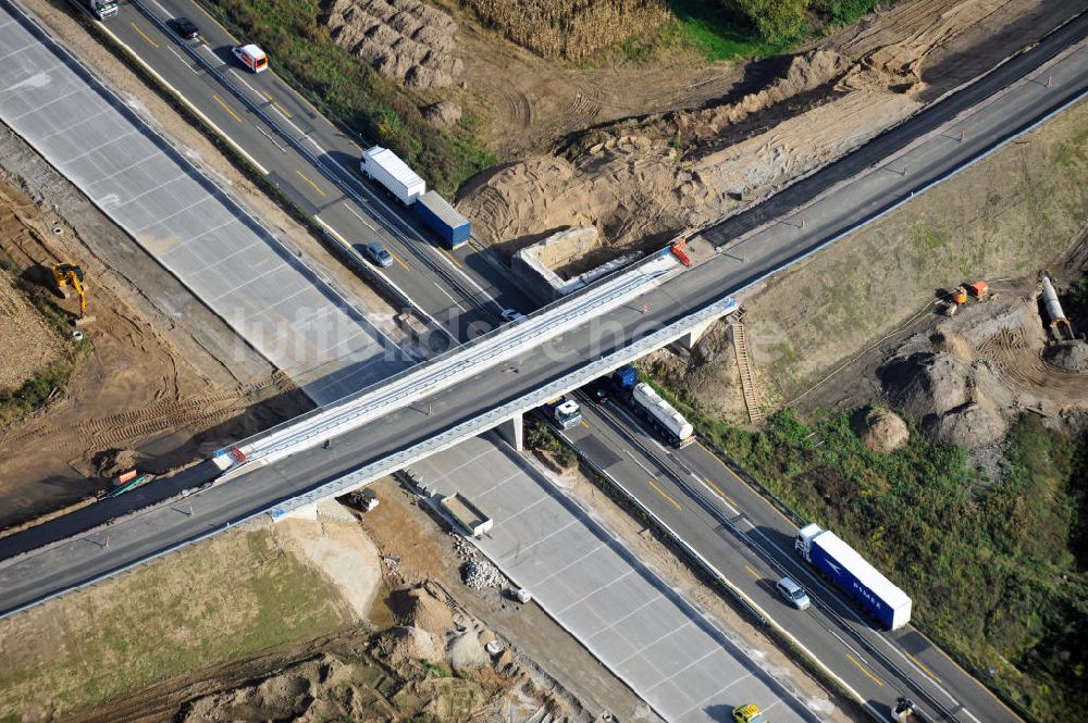 Weitenung von oben - Baustelle Ausbau Autobahn A 5