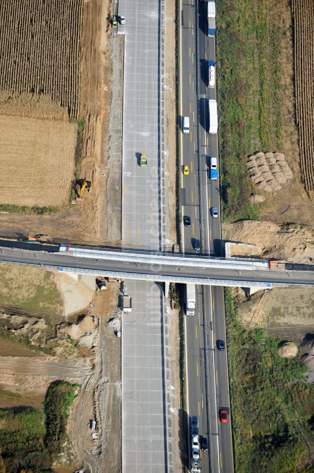 Luftaufnahme Weitenung - Baustelle Ausbau Autobahn A 5