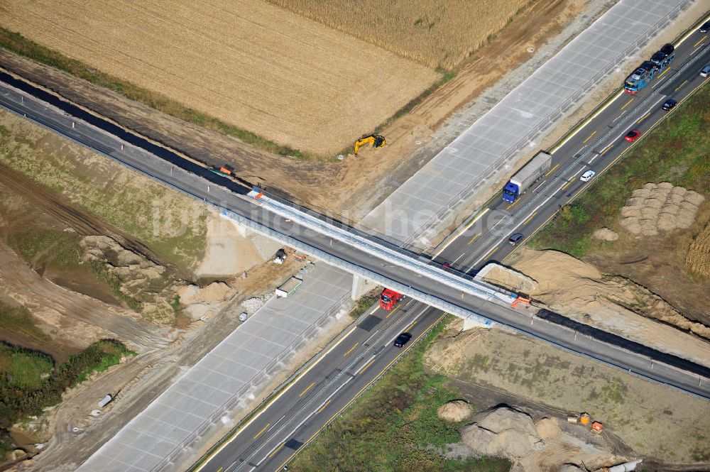 Weitenung von oben - Baustelle Ausbau Autobahn A 5