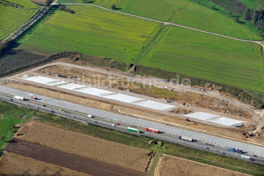 Luftbild Weitenung - Baustelle Ausbau Autobahn A 5