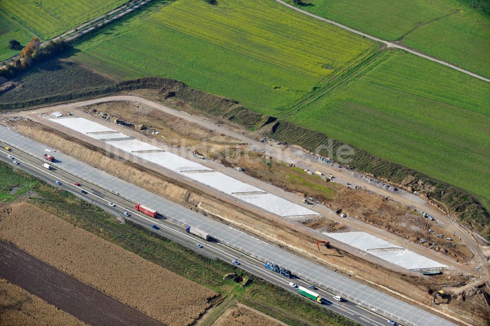 Luftaufnahme Weitenung - Baustelle Ausbau Autobahn A 5