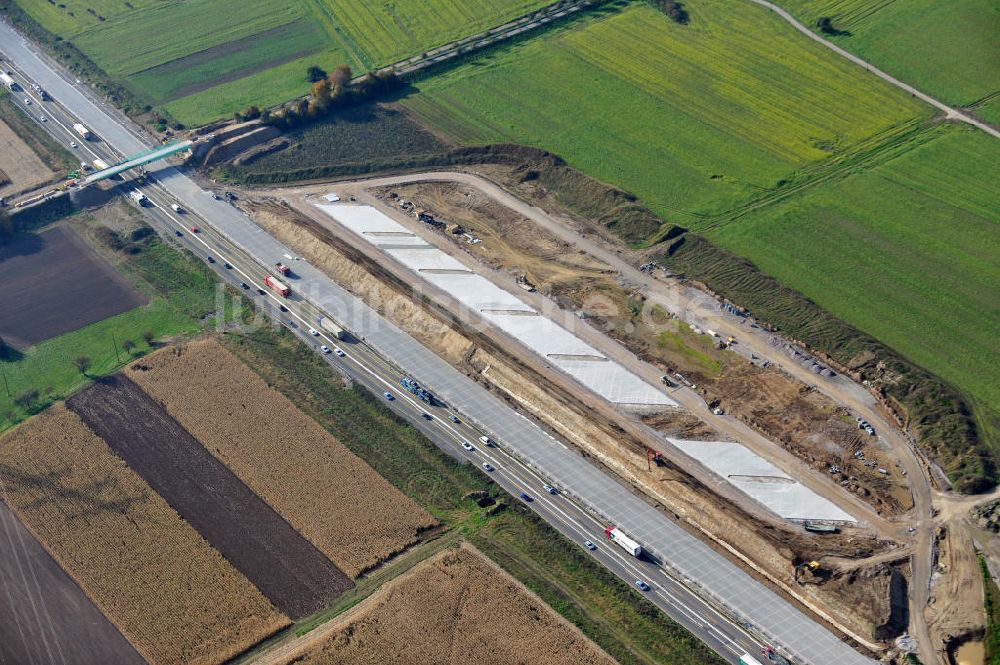 Weitenung von oben - Baustelle Ausbau Autobahn A 5